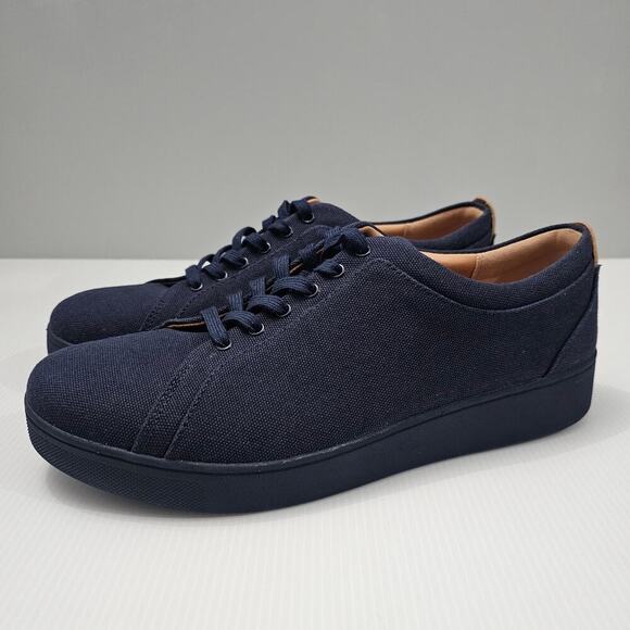 NEW Fitflop Rally Sneaker Trainer Casual Midnight Navy Canvas Size 11 - Picture 1 of 14